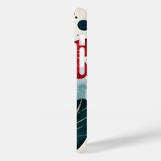 Watercolor Botanical Art Phone Case - Stylized Red (Achterkant / Links)