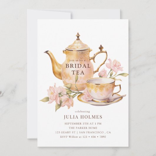 Watercolor  Botanical Bridal Tea Shower Kaart (Voorkant)