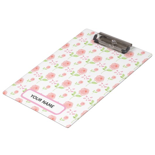 Watercolor Botanical  Floral Pattern Planner Klembord (Gekanteld)