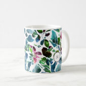 Watercolor botanical flowers elegant monogrammed koffiemok (Voorkant rechts)