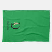 Watercolor botanical green initial monogram theedoek (Horizontaal)