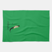 Watercolor botanical green initial monogram theedoek (Horizontaal)