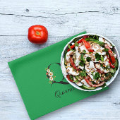 Watercolor botanical green initial monogram theedoek