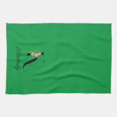 Watercolor botanical green initial monogram theedoek (Horizontaal)