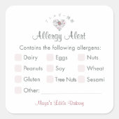 Watercolor Botanical Heart Allergy Alert Vierkante Sticker (Voorkant)