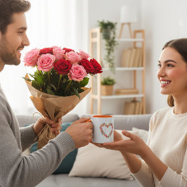 Watercolor Botanical Heart Mug Mok