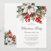 Watercolor Botanical Holly Berries Christmas Party Kaart (Voorkant / Achterkant)