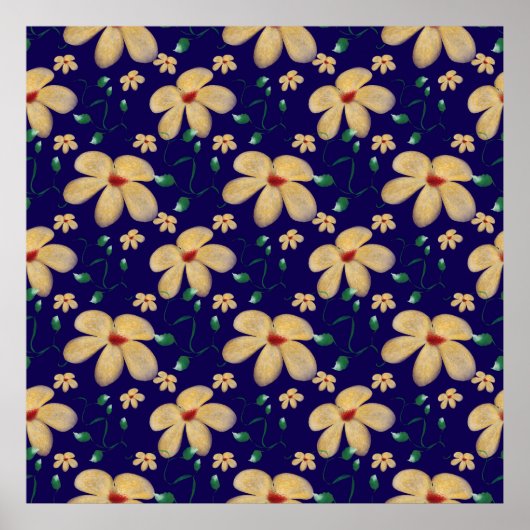 Watercolor Botanical Seamless Pattern   Poster (Voorkant)