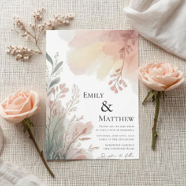 Watercolor Botanical Wedding Invitation Kaart