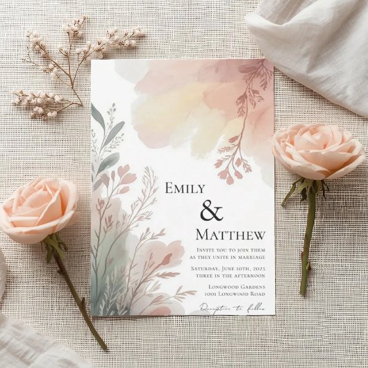 Watercolor Botanical Wedding Invitation Kaart