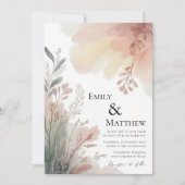 Watercolor Botanical Wedding Invitation Kaart (Voorkant)