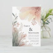 Watercolor Botanical Wedding Invitation Kaart (Staand voorkant)