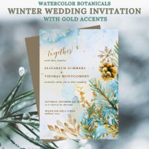 Watercolor Botanicals Winter Bruiloft Gouden Accen
