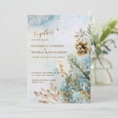 Watercolor Botanicals Winter Wedding Gold Accents Kaart (Staand voorkant)
