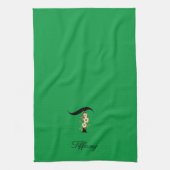 Watercolor botanisch groen initiaal monogram theedoek (Verticaal)