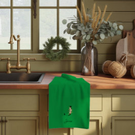 Watercolor botanisch groen initiaal monogram theedoek