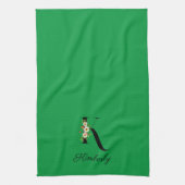 Watercolor botanisch groen initiaal monogram theedoek (Verticaal)