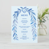 Watercolor Botanisch Joods Evenement Bar Mitzvah Menu (Staand voorkant)