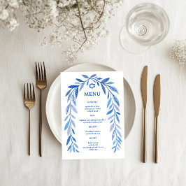 Watercolor Botanisch Joods Event Bar Mitzwa Feestj Menu