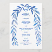 Watercolor Botanisch Joods Event Bar Mitzwa Feestj Menu (Voorkant)