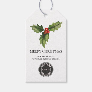 Watercolor Botanisch Zakelijk Logo Prettig Kerstfe Cadeaulabel