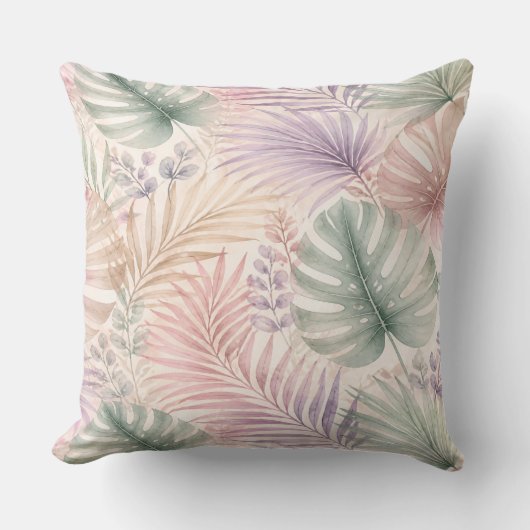 Watercolor Botanische Bladkussen Kussen (Voorkant)