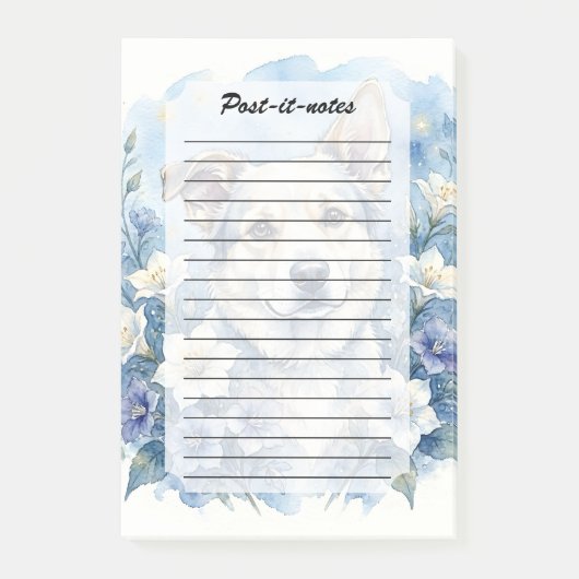 Watercolor Botanische Bloemige Hond Portret Post-it® Notes (Voorkant)