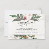 Watercolor Botanische Bloesems Trouwreceptie Kaart (Voorkant)