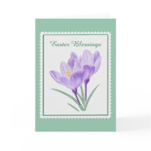 Watercolor Botanische Crocus Postzegel Pasen