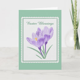 Watercolor Botanische Crocus Postzegel Pasen Feestdagen Kaart