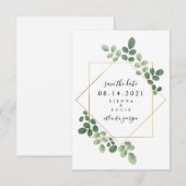 Watercolor Botanische Geometrische Save The Date (Voorkant / Achterkant)
