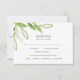 Watercolor Botanische Groene Antwoord RSVP Kaarten