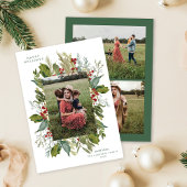 Watercolor Botanische Groene Kader Drie Foto Feestdagenkaart