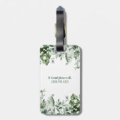 Watercolor Botanische Groene Klimop Salie Varens Bagagelabel (Achterkant verticaal)