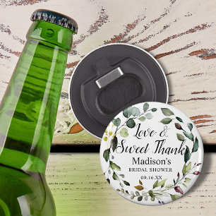 Watercolor Botanische Groene Krans Bedankt Button Flesopener