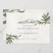 Watercolor Botanische Huwelijksaankondiging om Dat Save The Date (Voorkant / Achterkant)