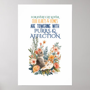 Watercolor Botanische Katten Cottagecore Kattenkun Poster