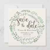 Watercolor Botanische Krans Save The Date (Voorkant)