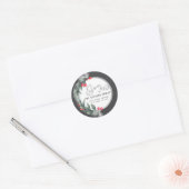 Watercolor botanische krans script vreugde winter ronde sticker (Envelop)