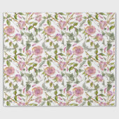 Watercolor Botanische Roze Boho Roos Cadeaupapier (Vlak)