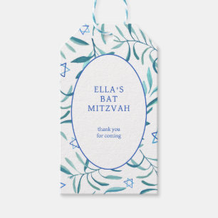 Watercolor Botanische Ster van David Bar Mitswa /  Cadeaulabel