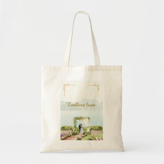 Watercolor Botanische Trouw Tote Tas – Elegant (Voorkant)