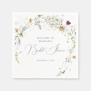 Watercolor Botanische Wilde Bloem Bruiloft Feest Servet