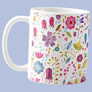 Watercolor Botanische Wilde Bloem Hek Schildering Koffiemok