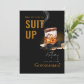 Watercolor Bourbon sigaar Tuxedo pak groomsman opt Kaart (Staand voorkant)