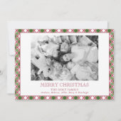 Watercolor Bourgondië & Groen Geruite Kerst Foto Feestdagenkaart (Voorkant)