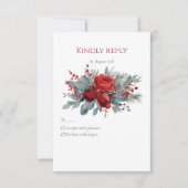 Watercolor Bourgondiërroze & Blosroze Rozen RSVP Kaartje (Voorkant)