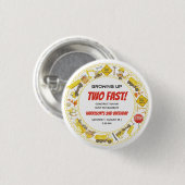 Watercolor Bouw 2e Verjaardagsfeestje Ronde Button 3,2 Cm (Voorkant /achterkant)