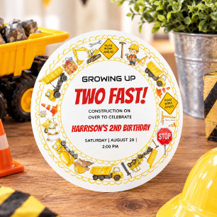 Watercolor Bouw 2e Verjaardagsfeestje Ronde Sticker