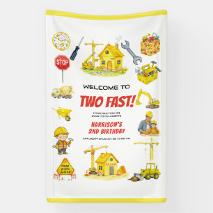 Watercolor Bouw 2e Verjaardagsfeestje Spandoek